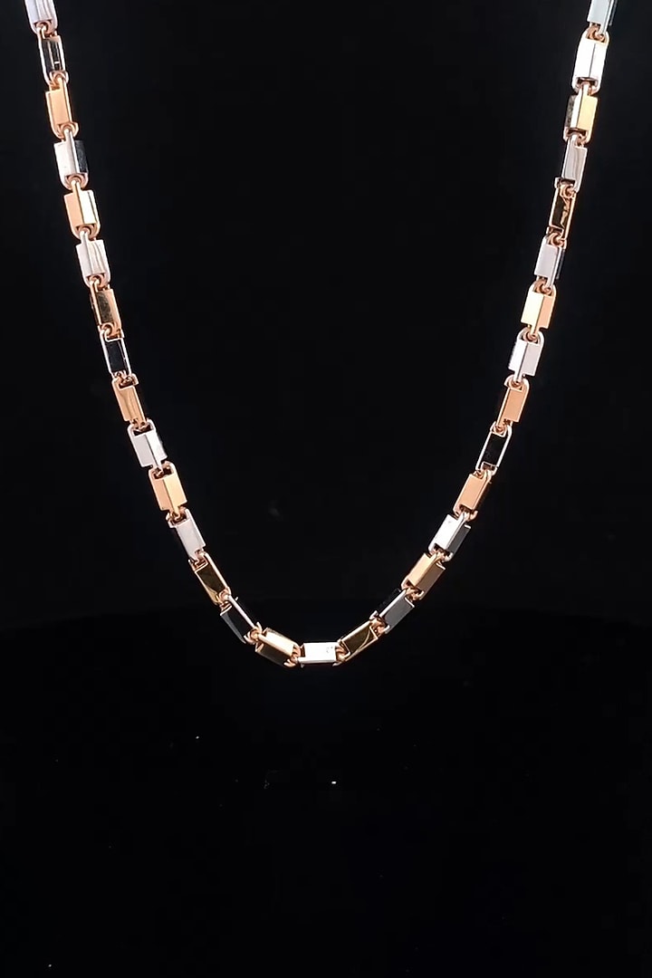 18kt Two Tone Finish Box Link Chain Necklace by Zewar By Valchandson jewellers at Pernia's Pop Up Shop