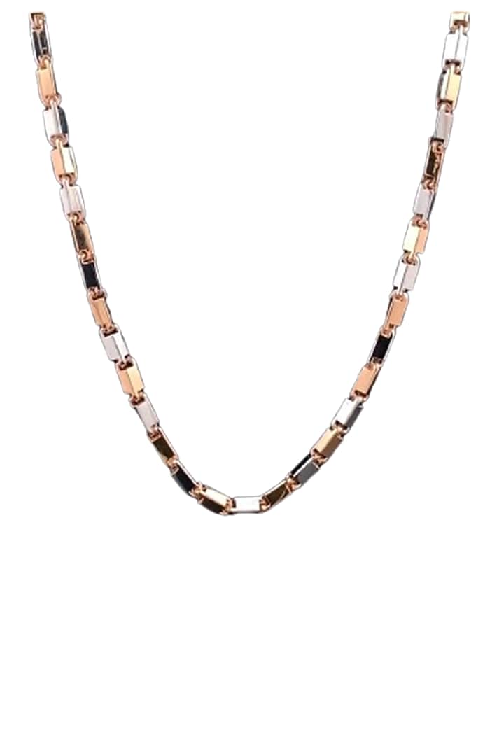 18kt Two Tone Finish Box Link Chain Necklace by Zewar By Valchandson jewellers at Pernia's Pop Up Shop