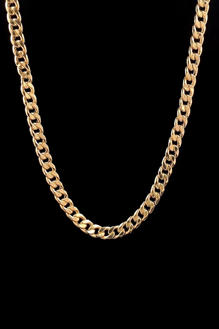 18kt Yellow Gold Finish Curb-Link Chain Necklace by Zewar By Valchandson jewellers at Pernia's Pop Up Shop