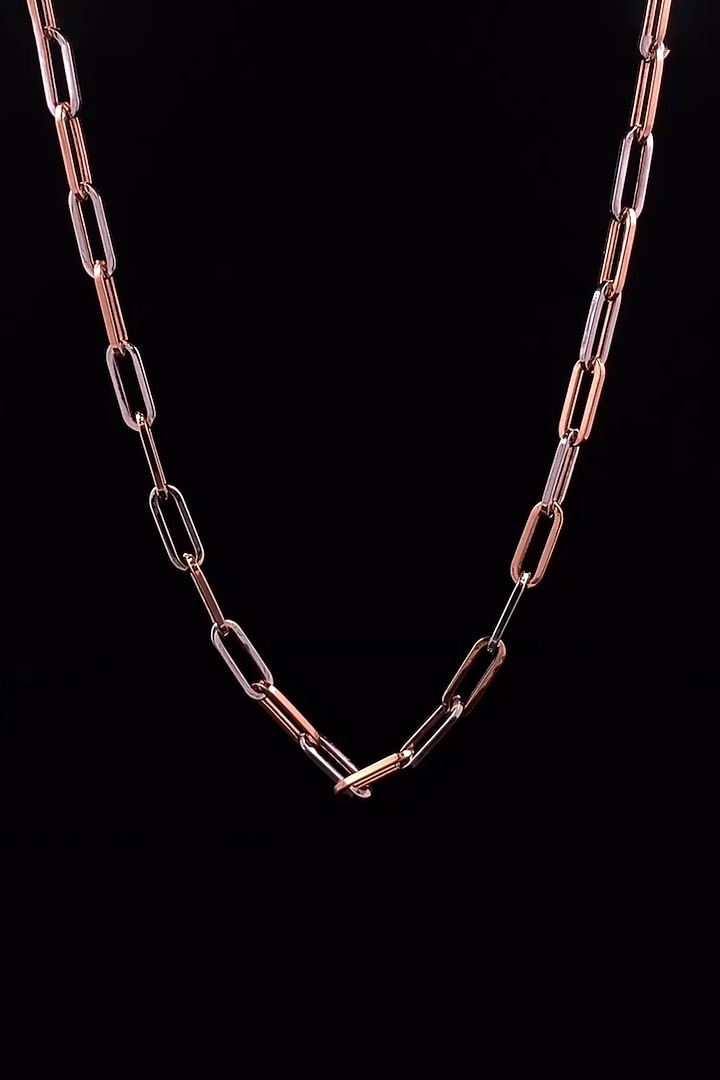 18kt Two Tone Finish Paper-Link Chain Necklace by Zewar By Valchandson jewellers at Pernia's Pop Up Shop