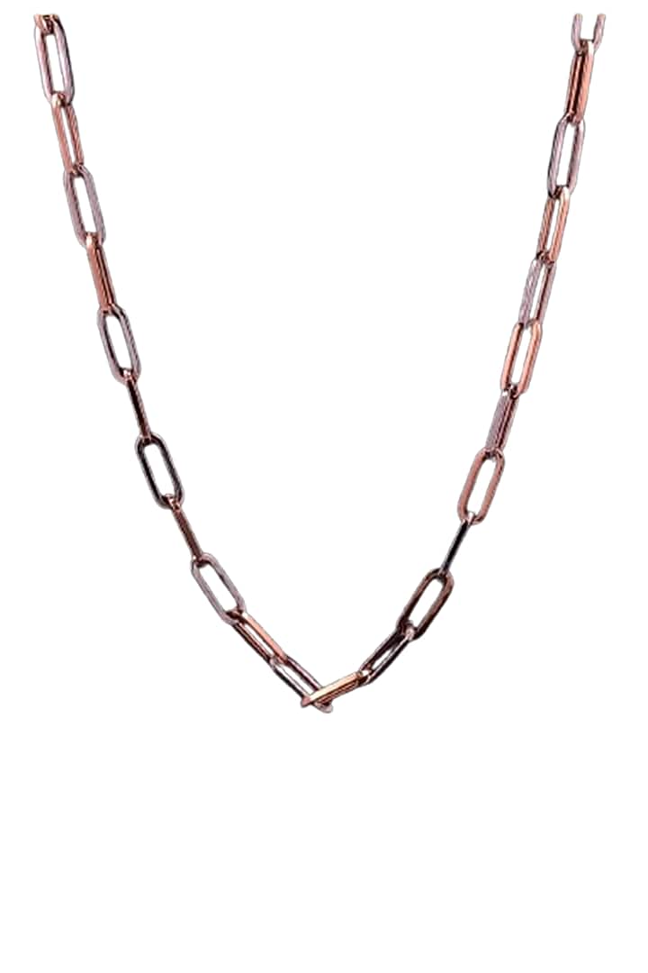 18kt Two Tone Finish Paper-Link Chain Necklace by Zewar By Valchandson jewellers at Pernia's Pop Up Shop