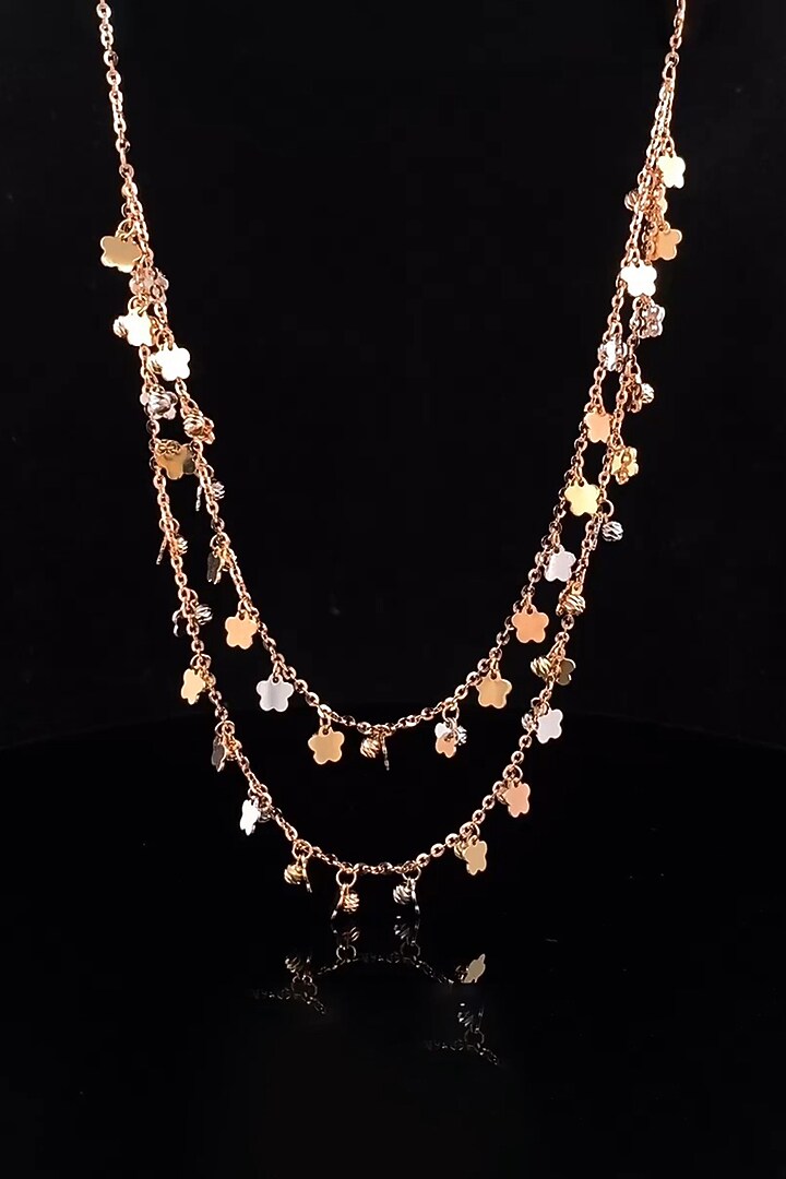 18kt Two-Tone Finish floral Charm Necklace by Zewar By Valchandson jewellers at Pernia's Pop Up Shop