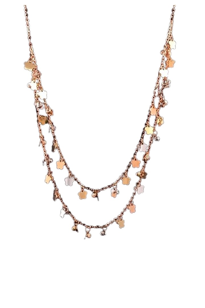 18kt Two-Tone Finish floral Charm Necklace by Zewar By Valchandson jewellers at Pernia's Pop Up Shop