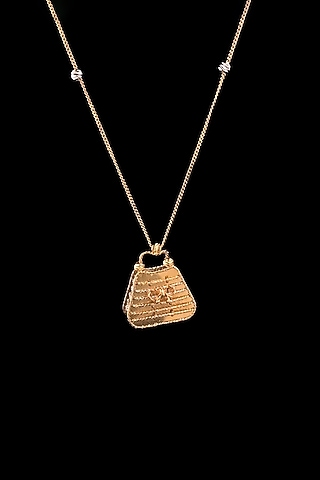 18kt Rose Gold Finish Diamond Handbag Charm Pendant Necklace by Zewar By Valchandson jewellers
