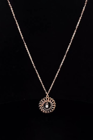 18kt Rose Gold Finish Diamond Sun Medallion Pendant Necklace by Zewar By Valchandson jewellers