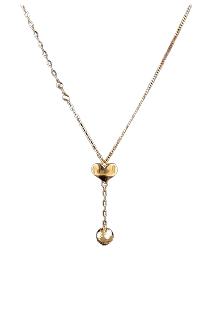 18kt Rose Gold Finish Heart & Ball Drop Lariat-Style Necklace by Zewar By Valchandson jewellers at Pernia's Pop Up Shop