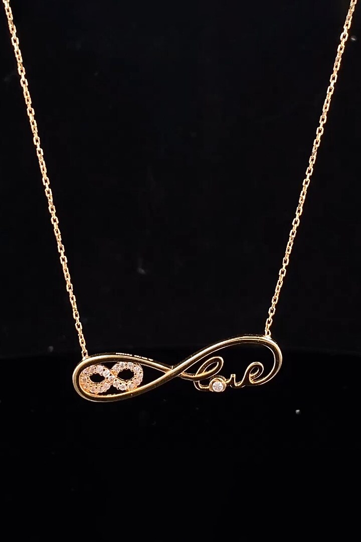 18kt Rose Gold Finish Diamond Infinity Loop Pendant Necklace by Zewar By Valchandson jewellers at Pernia's Pop Up Shop