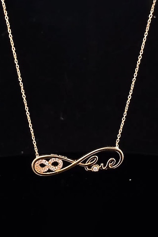 18kt Rose Gold Finish Diamond Infinity Loop Pendant Necklace by Zewar By Valchandson jewellers
