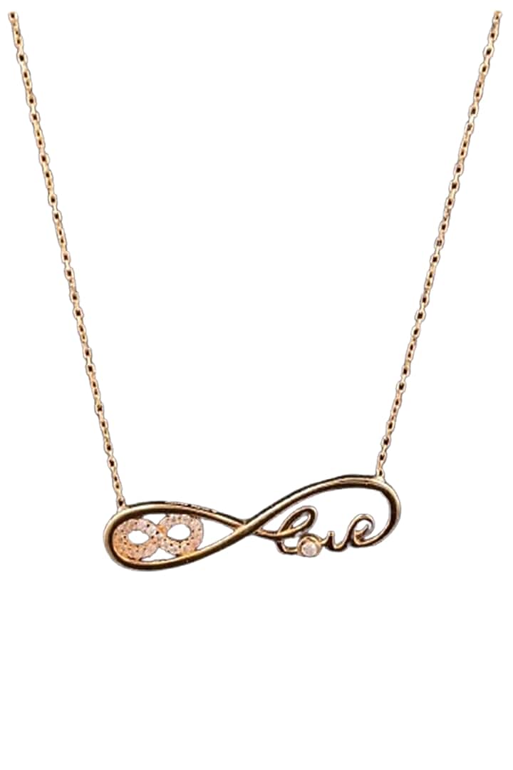 18kt Rose Gold Finish Diamond Infinity Loop Pendant Necklace by Zewar By Valchandson jewellers at Pernia's Pop Up Shop
