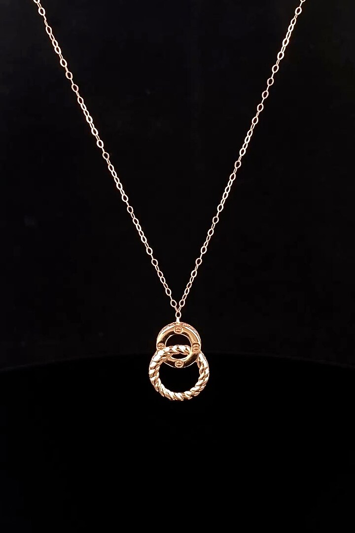 18kt Rose Gold Finish Interlocked Ring Pendant Necklace by Zewar By Valchandson jewellers at Pernia's Pop Up Shop