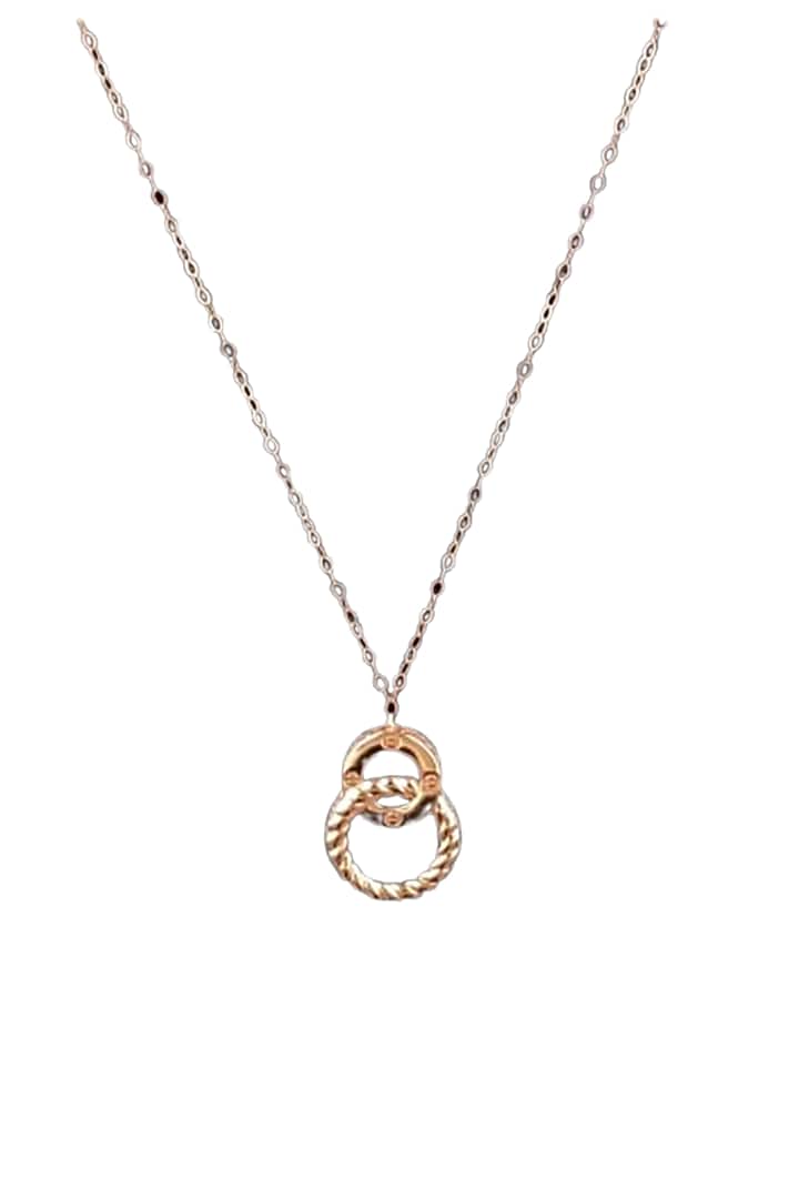 18kt Rose Gold Finish Interlocked Ring Pendant Necklace by Zewar By Valchandson jewellers at Pernia's Pop Up Shop