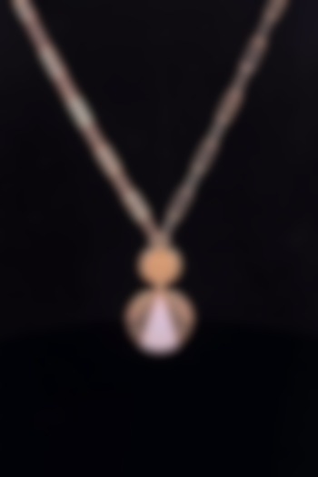 18kt Two-Tone Finish Mother Of Pearl Paperlink Chain Pendant Necklace by Zewar By Valchandson jewellers at Pernia's Pop Up Shop