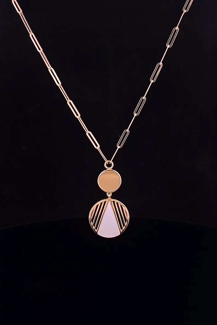 18kt Two-Tone Finish Mother Of Pearl Paperlink Chain Pendant Necklace by Zewar By Valchandson jewellers at Pernia's Pop Up Shop