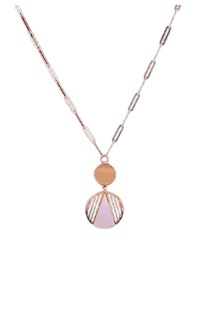 18kt Two-Tone Finish Mother Of Pearl Paperlink Chain Pendant Necklace by Zewar By Valchandson jewellers at Pernia's Pop Up Shop