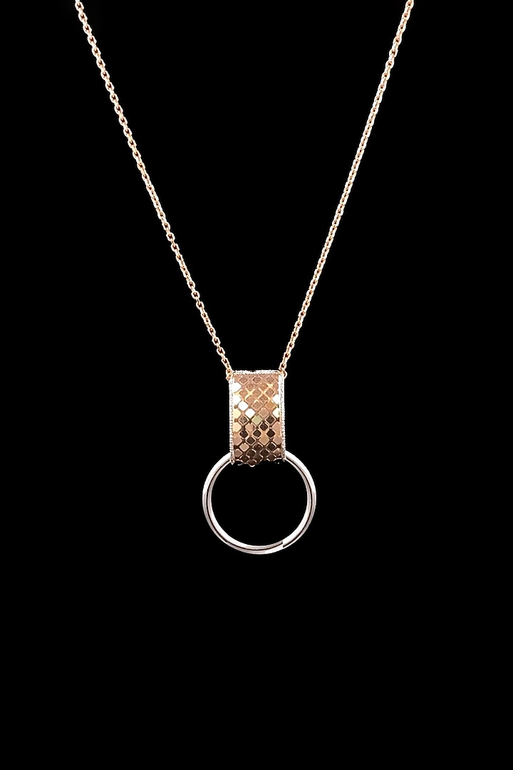 18kt Two-Tone Finish Layered Mesh Three-Disc Lariat Necklace by Zewar By Valchandson jewellers at Pernia's Pop Up Shop