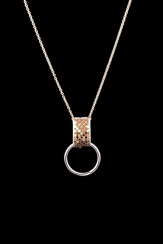 18kt Two-Tone Finish Layered Mesh Three-Disc Lariat Necklace by Zewar By Valchandson jewellers