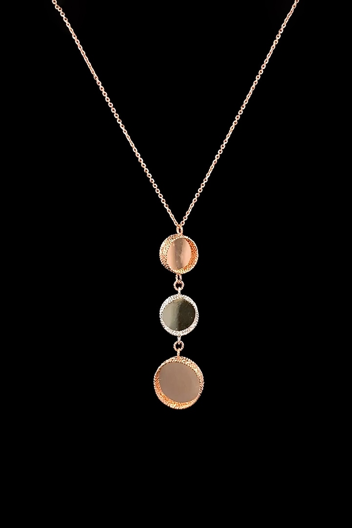 18kt Two-Tone Finish Three-Disch Layered Mesh Necklace by Zewar By Valchandson jewellers at Pernia's Pop Up Shop