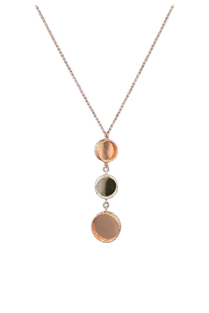 18kt Two-Tone Finish Three-Disch Layered Mesh Necklace by Zewar By Valchandson jewellers at Pernia's Pop Up Shop