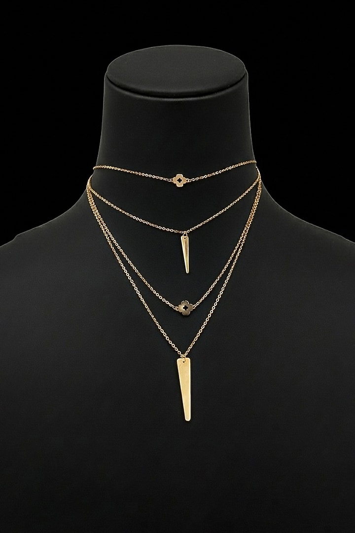 18kt Rose Gold Finish SPike Drop Layered Choker Necklace by Zewar By Valchandson jewellers at Pernia's Pop Up Shop