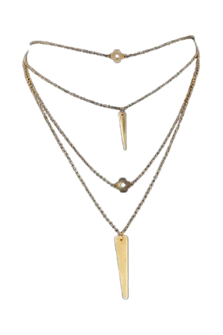 18kt Rose Gold Finish SPike Drop Layered Choker Necklace by Zewar By Valchandson jewellers at Pernia's Pop Up Shop