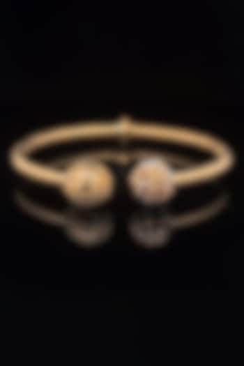 18kt Two-Tone Finish Diamond Beaded Mesh Open Cuff Bangle by Zewar By Valchandson jewellers at Pernia's Pop Up Shop