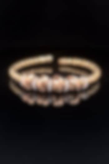 18kt Two-Tone Finish Diamond Knot Cluster Open Cuff Bangle by Zewar By Valchandson jewellers at Pernia's Pop Up Shop