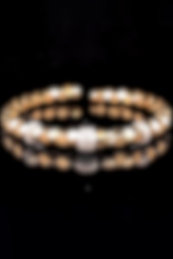 18kt Two-Tone Finish Diamond Honeycomb Open Cuff Bangle by Zewar By Valchandson jewellers at Pernia's Pop Up Shop