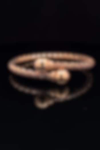 18kt Rose Gold Finish Diamond Snakeskin Open Cuff Bangle by Zewar By Valchandson jewellers at Pernia's Pop Up Shop