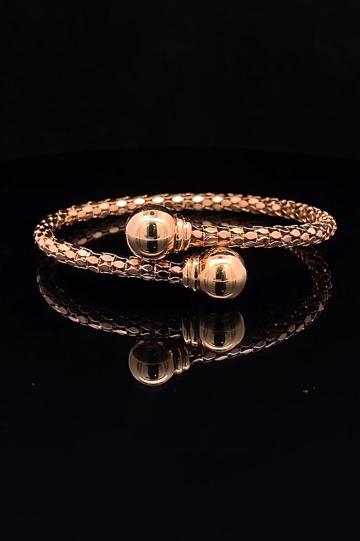 18kt Rose Gold Finish Diamond Snakeskin Open Cuff Bangle by Zewar By Valchandson jewellers at Pernia's Pop Up Shop