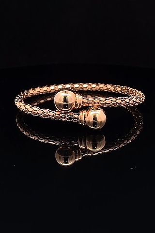 18kt Rose Gold Finish Diamond Snakeskin Open Cuff Bangle by Zewar By Valchandson jewellers