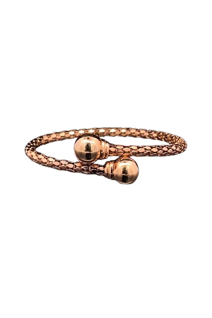 18kt Rose Gold Finish Diamond Snakeskin Open Cuff Bangle by Zewar By Valchandson jewellers at Pernia's Pop Up Shop