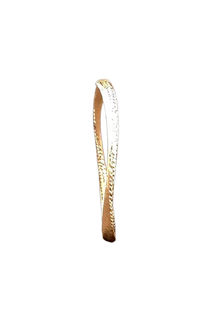 18kt Yellow Gold Finish Twisted Wave Bangle by Zewar By Valchandson jewellers at Pernia's Pop Up Shop