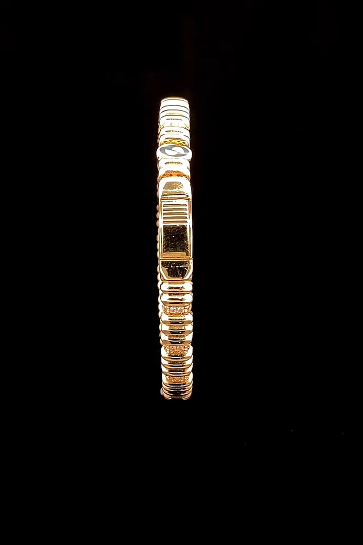 18kt Two-Tone Finish Stepped Pattern Textured Bangle by Zewar By Valchandson jewellers at Pernia's Pop Up Shop