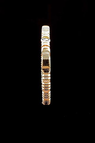 18kt Two-Tone Finish Stepped Pattern Textured Bangle by Zewar By Valchandson jewellers