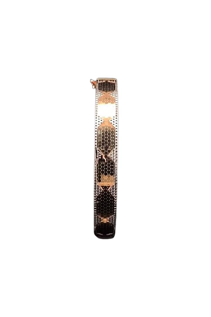 18kt Two-Tone Finish Dotted Bee Filigree Bangle by Zewar By Valchandson jewellers at Pernia's Pop Up Shop