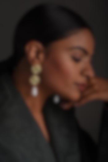 Gold Plated Green Swarovski Dangler Earrings In Brass by Zeeya Contemporary at Pernia's Pop Up Shop