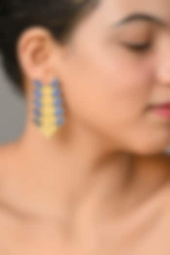 Gold Plated Cobalt Blue Swarovski Stud Earrings by Zeeya Contemporary