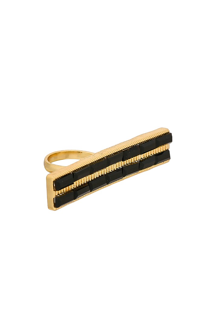 Gold Plated Black Swarovski Ring by Zeeya Contemporary at Pernia's Pop Up Shop