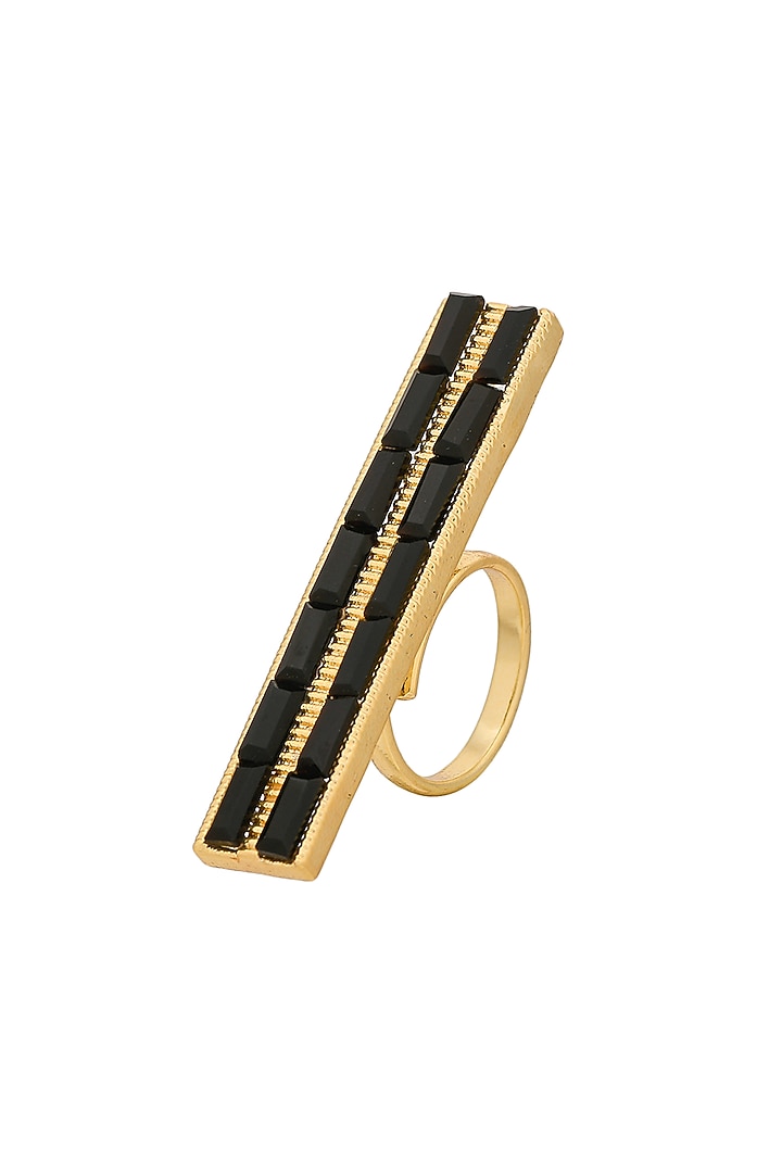 Gold Plated Black Swarovski Ring by Zeeya Contemporary at Pernia's Pop Up Shop