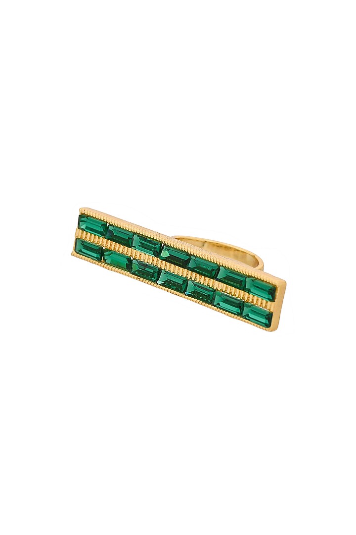 Gold Plated Green Swarovski Ring by Zeeya Contemporary at Pernia's Pop Up Shop