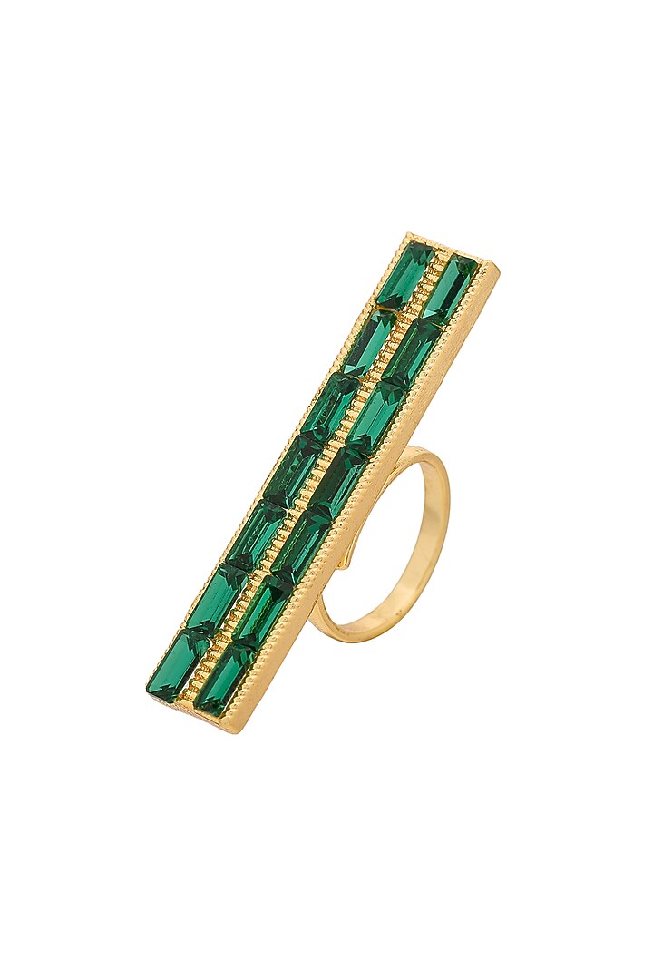 Gold Plated Green Swarovski Ring by Zeeya Contemporary at Pernia's Pop Up Shop