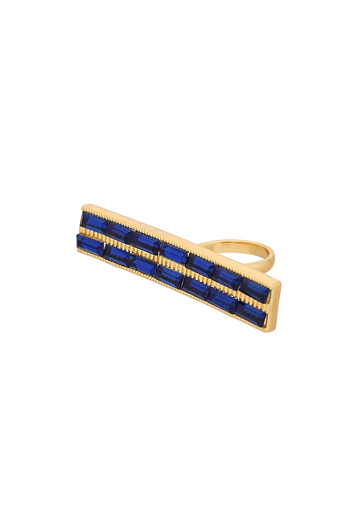 Gold Plated Cobalt Blue Swarovski Ring by Zeeya Contemporary at Pernia's Pop Up Shop