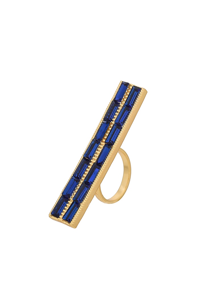 Gold Plated Cobalt Blue Swarovski Ring by Zeeya Contemporary at Pernia's Pop Up Shop
