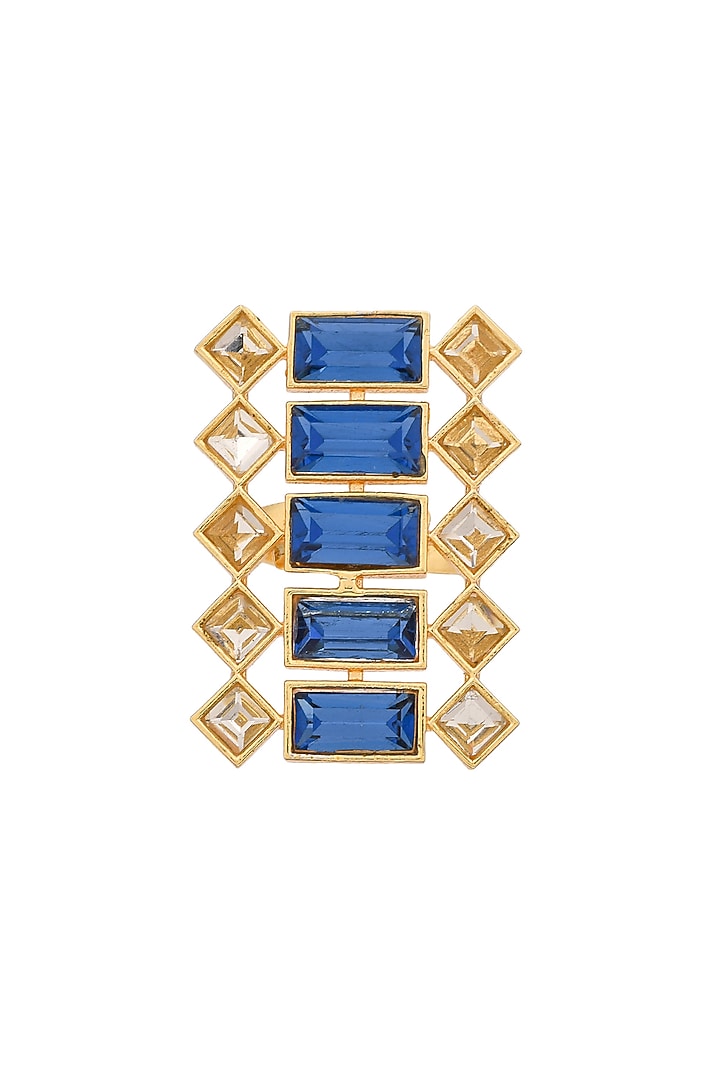 Gold Plated Ring With Cobalt Blue Swarovskis by Zeeya Contemporary at Pernia's Pop Up Shop