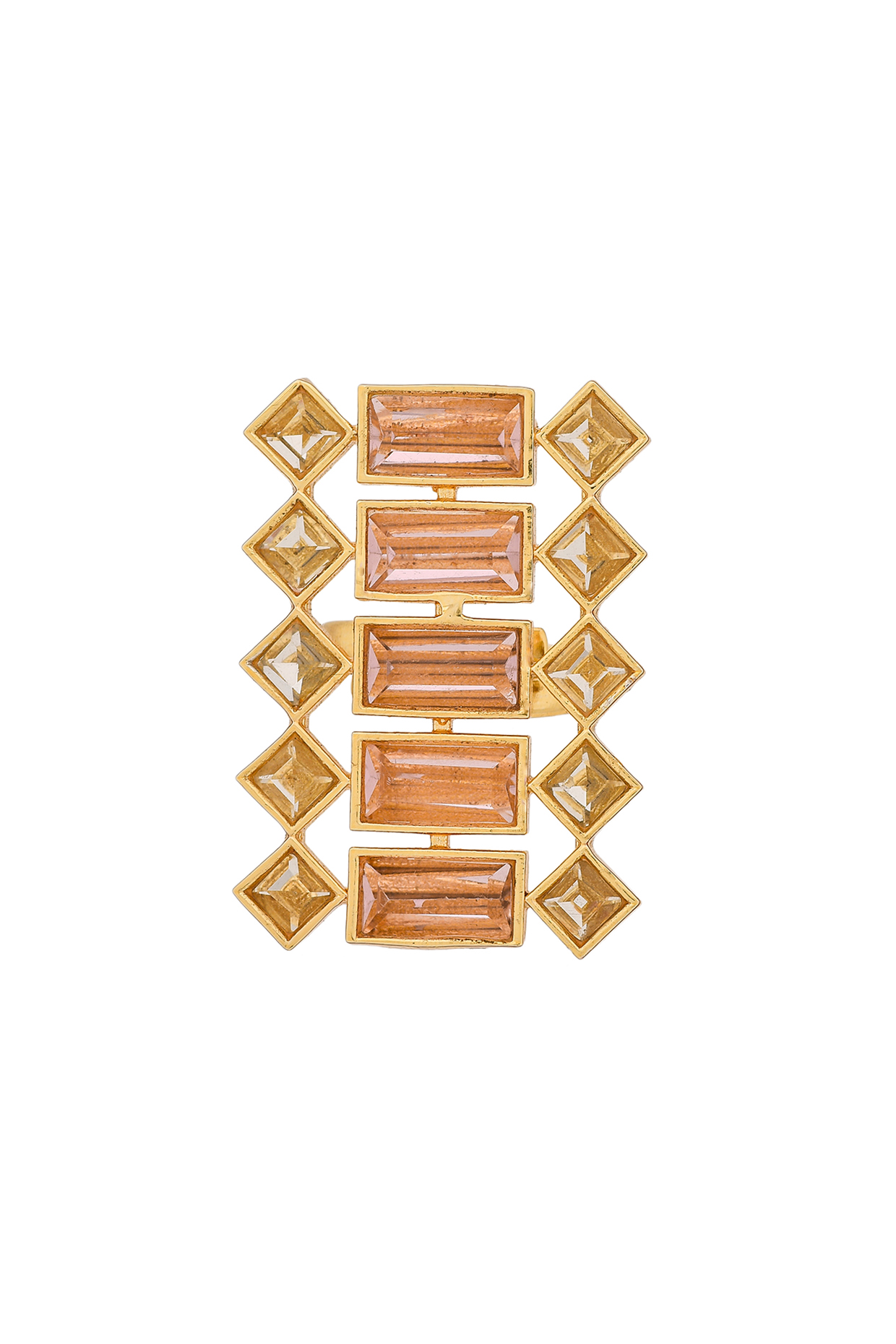 Gold Plated Light Pink Swarovski Ring by Zeeya Contemporary