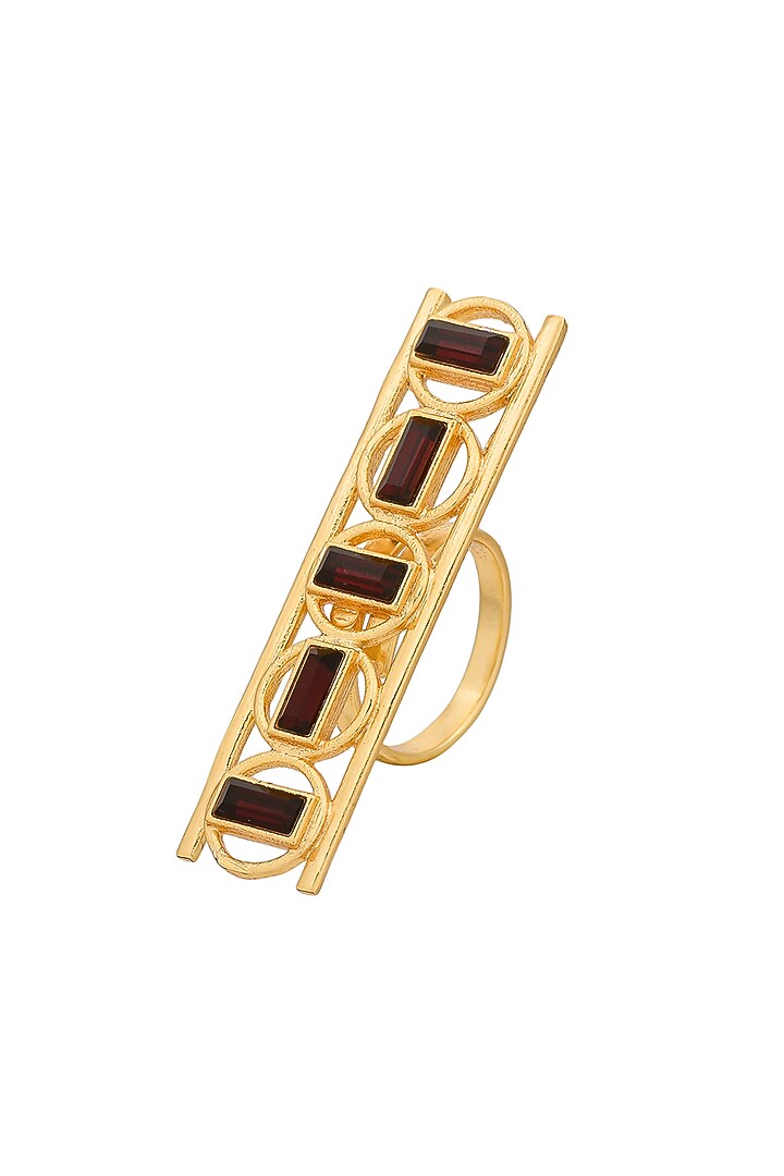 Gold Plated Blood Red Swarovski Ring by Zeeya Contemporary at Pernia's Pop Up Shop