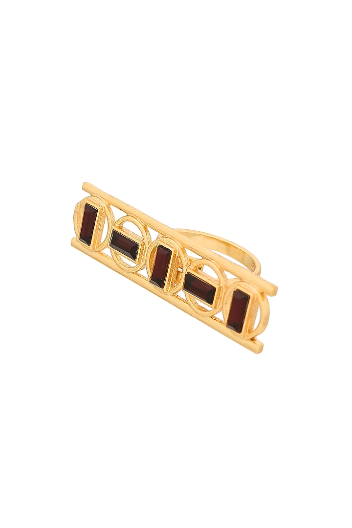 Gold Plated Blood Red Swarovski Ring by Zeeya Contemporary at Pernia's Pop Up Shop