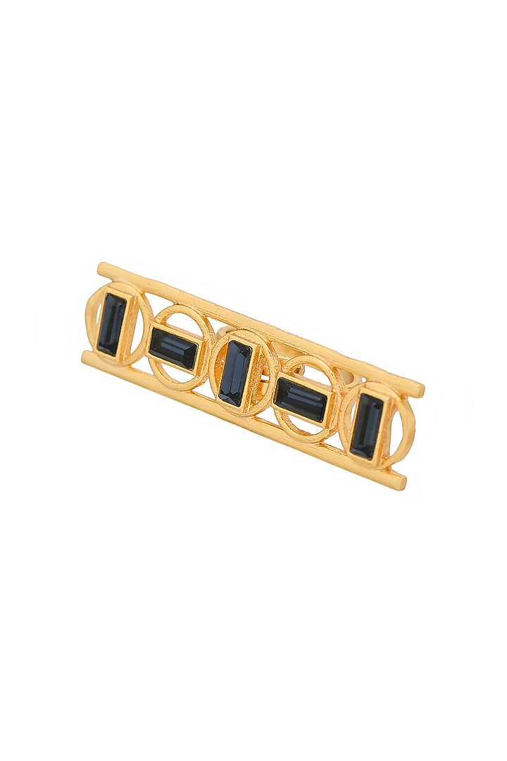 Gold Plated Dark Navy Blue Swarovski Ring by Zeeya Contemporary at Pernia's Pop Up Shop