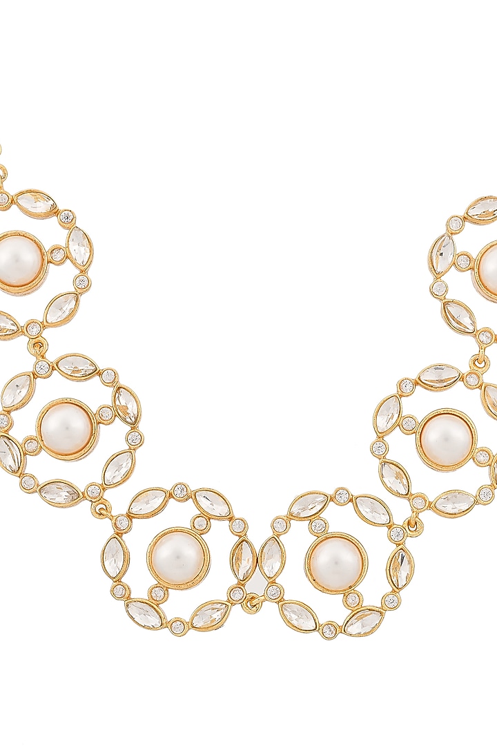 Gold Plated White Swarovski Necklace by Zeeya Contemporary at Pernia's Pop Up Shop