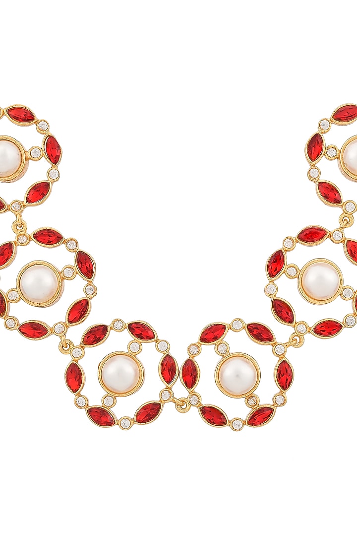 Gold Plated Bright Red Swarovski Necklace by Zeeya Contemporary at Pernia's Pop Up Shop